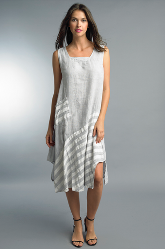 Tempo Paris Linen Silk Dress 71109A Silver