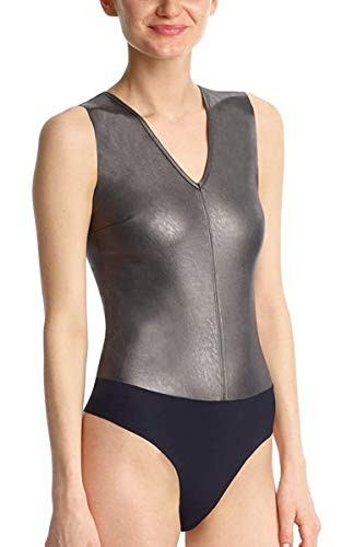 commando Faux Leather Animal V-Neck Bodysuit for Women, Sexy Form-Fit Thong  Shapewear