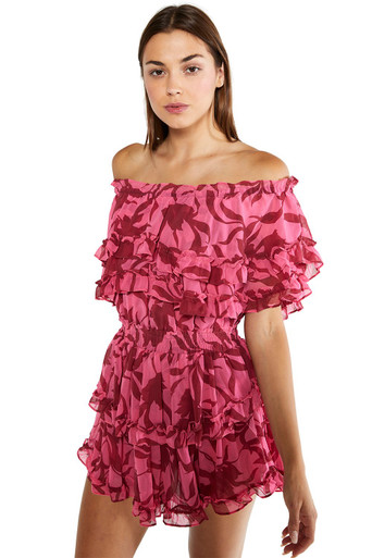 MISA Los Angeles Isella Dress Pink Graphic Floral | Shop Boutique Flirt