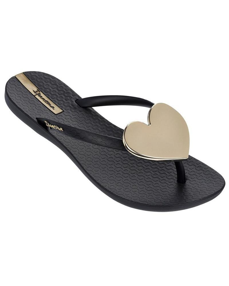 Gold Brazilian Sandals NWT Ipanema Women`s Flip Flops Wave Heart Sandal Black 