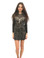 Baccio Couture Hand Painted Long Sleeve Mesh Mini Dress Black Gold
