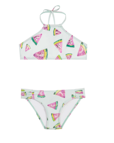 PilyQ Girls Fresca Embroidered High Neck Bikini Set