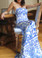 Trisha Paterson Silk Stretch Blue China Strapless Dress 