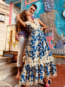 Antica Sartoria Positano Maxi Dress Blue