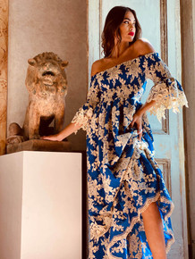 Antica Sartoria Positano Maxi Dress AS24 Blue