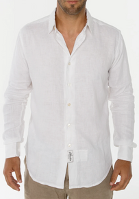 Claudio Milano Linen Fitted Shirt 1006 White