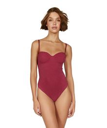 Vix Swimwear Bela Scales Corsage One Piece Swimsuit Divino Red