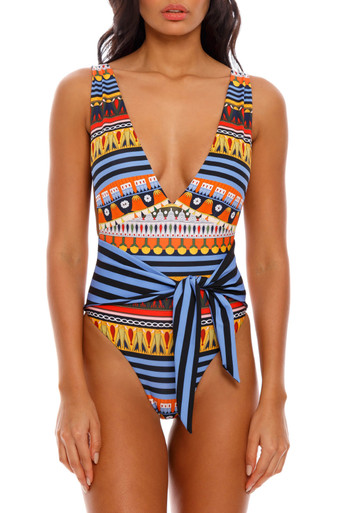 Agua Bendita Menfis Print Florentina One Piece Swimsuit