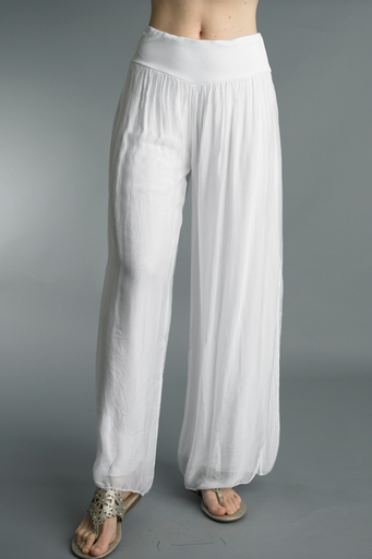 Tempo Paris Silk Wide Leg Pant 5115P White | Shop Boutique Flirt