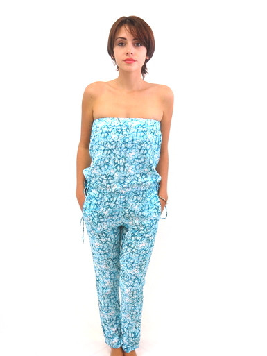 Mikoh Swimwear Jamaica Strapless Pant Romper Hibiscus