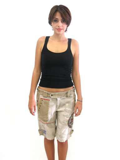 Da-Nang Silk Bermuda Shorts Beige Camouflage