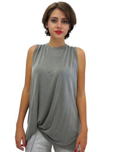 Sen Collection Tania Side Drape Top Washed Grey | Shop Boutique Flirt