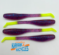 Down South Lures 4.5"  Plum Chartreuse 