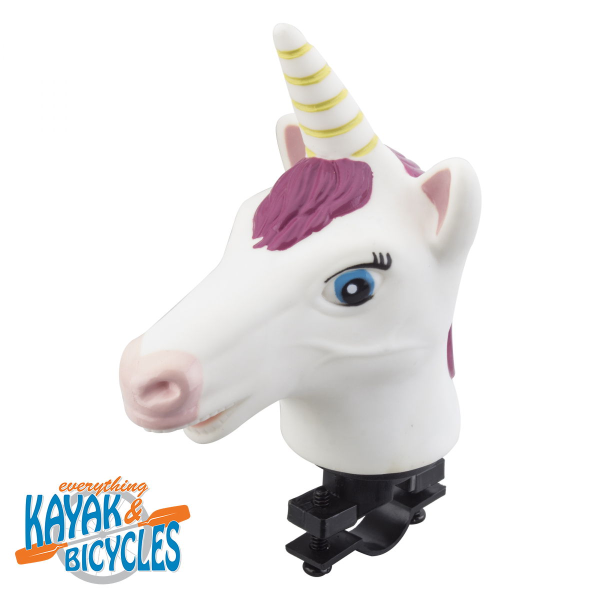 Unicorn Bike Horn 
Novelty horns that are great for kids and adults alike
Perfect for novice riders as well as serious riders who like a little flair, personality, or humor for their group rides
Fits most handlebars