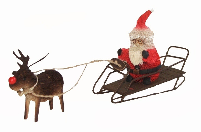 Santa With Sleigh Bristlebrush Christmas Decoration Bristlebrush