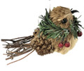 Robin with Wreath, Hanging Christmas Tree Ornament - Bristlebrush - 12cm