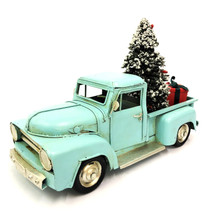 Beautifully Hand Made Rusty Blue Metal Ute Christmas car - 34cm Blue