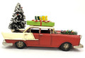 Beautifully Hand Made Metal Rusty Red Christmas Muscle Car - 34cm