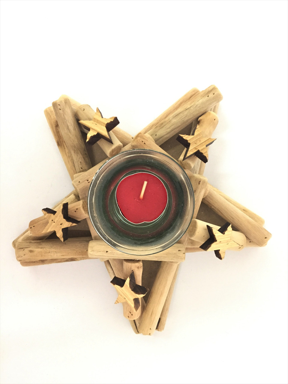 Christmas Star Candle Holder Driftwood 15cm Christmas Decoration