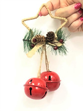 Double Round Christmas Bells on rope Star - 15cm