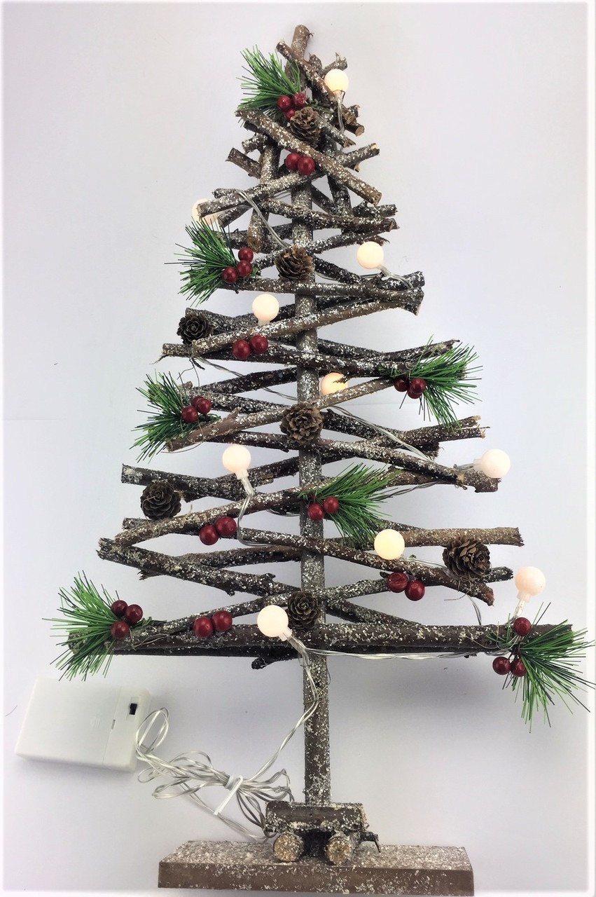 Driftwood Christmas Tree With Lights 60cm Christmas Decoration