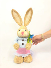 45cm BRISTLESTRAW RABBT EASTER BUNNY WITH BUTTERFLY PINK FEMALE