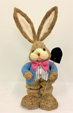 65cm BRISTLESTRAW RABBIT EASTER BUNNY WITH SPADE BLUE MALE