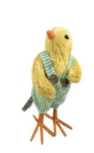 Beautifully Handcrafted, Handmade Chick wearing overalls.    18cm