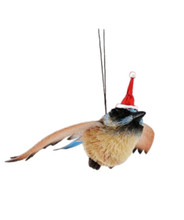 Gorgeous Aussie BLUE WREN Christmas Ornament - WITH WINGS and Christmas Hat - 13CM
