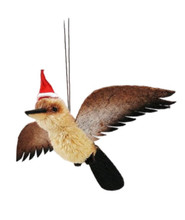 Gorgeous Aussie KOOKABURRA Christmas Ornament - WITH WINGS and Christmas Hat - 13CM