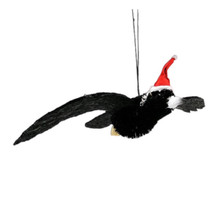Gorgeous Aussie MAGPIE Christmas Ornament - WITH WINGS and Christmas Hat - 13CM