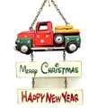 Gorgeous Classic Truck Christmas Sign - Red and Green - 26cm
