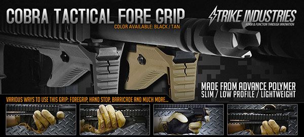 Strike Industries Cobra Tactical Foregrip Angled Grip Handstop Wing Tactical