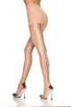 50s Rockabilly Back seam Beige Nude Sheer Criss Cross Pantyhose 