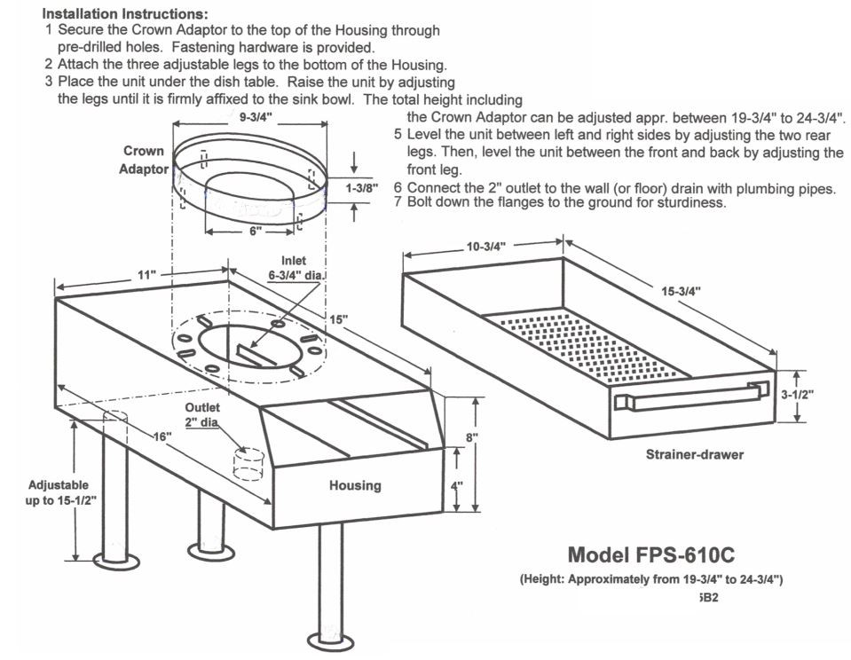 Garbage Disposal Drain Strainer (Standard) with Crown Adapter Drain