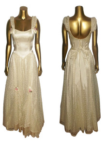 Vintage Gunne Sax Cream Lace Satin Multifunctional Victorian Southern Belle Prairie Wedding Dress Gown 