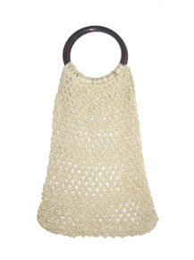  Vintage Natural Crochet  Macrame Straw String Tote Handbag 