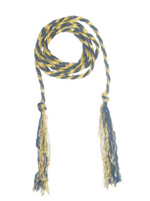 POYZA Metallic Gold Blue 2 Tone Long Twisted Knotted Rope Fringe Belt