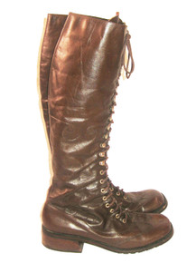 Vintage Olof Daughters Brown Mod Knee High Leather Boots 