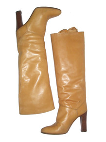 Vintage Beltrami Made In Italy Beige Knee High Leather Boots