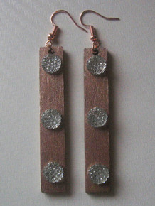 POYZA Glizz and Glamz Painted Pink Gold  Painted Wooden Long Rectangular Pierced Earrings w/ Gems