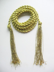 POYZA Metallic Yellow Gold Long Twisted Knotted Rope Fringe Belt 65" 75" 81" 