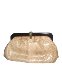 Vintage Snakeskin Amber Plastic Frame Disco Envelope Clutch Purse Handbag