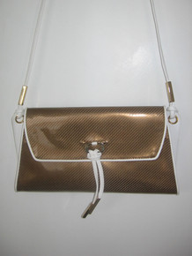 Vintage Noa Vinyl Leather Zippered Envelope Style Shoulder Strap Statement Disco Handbag
