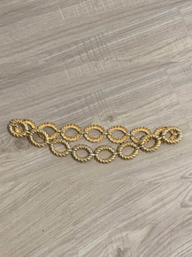 Vintage Designer Twisted Rope Gold Metal Ovals Chain Belt  