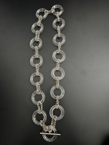 Vintage Rare Clear Lucite Hoops Silver Chain Link Statement Mod Belt