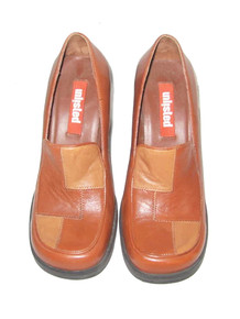 Vintage Unlisted 2 Tone Color Block Patchwork High Chunky Heel Leather Upper Oxford Mary Jane Classic Grunge Shoes