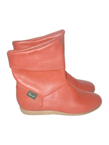 VTG Authentic Bass Leather Upper Balance Other Man Made Cognac Brown Above Ankle Rubber Low Wedge Heel Pull On Slouchy Grunge Boho Boots 6