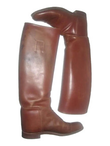 Vintage Marlborough Made In England Brown Knee High Low Heel Pull On Equestrian Riding Biker Boho Goth Punk Rock Combat Leather Boots