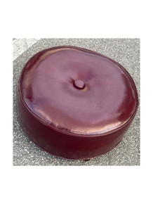 Vintage Rare MCM Burgundy Round Hassock Foot Stool Seat Faux Leather Ottoman